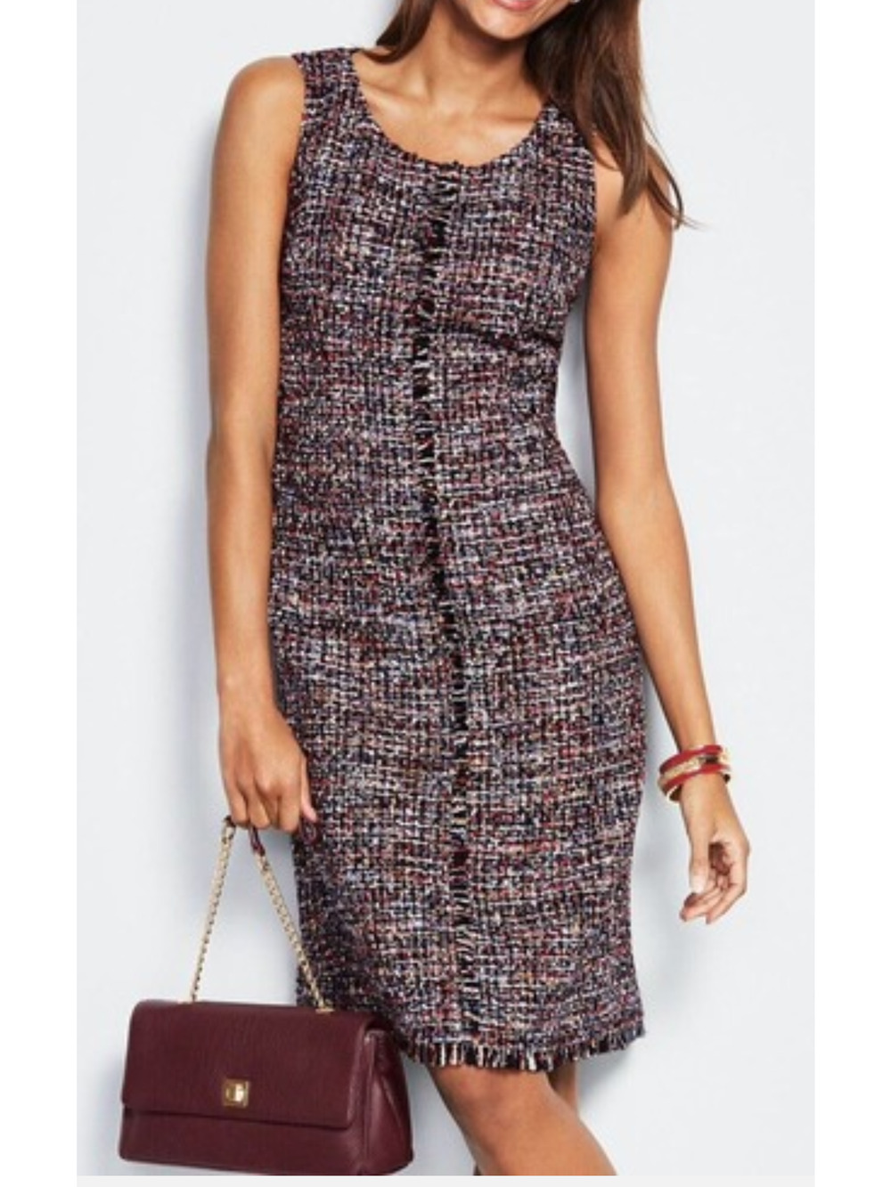 Talbots black metallic fringe tweed sheath dress Size 14P Preppy Old Money Retro